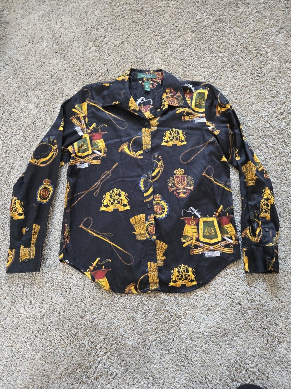 Lauren Ralph Lauren Button Up Polo RRL Military Hunting Equestrian Crown Crest